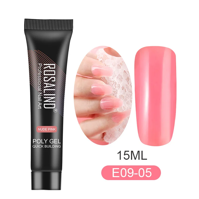 Полигель для наращивания ногтей ROSALIND, акриловый Гибридный лак для наращивания температуры, Базовый Гель-лак для ногтей, маникюрный набор - Цвет: RE09-05