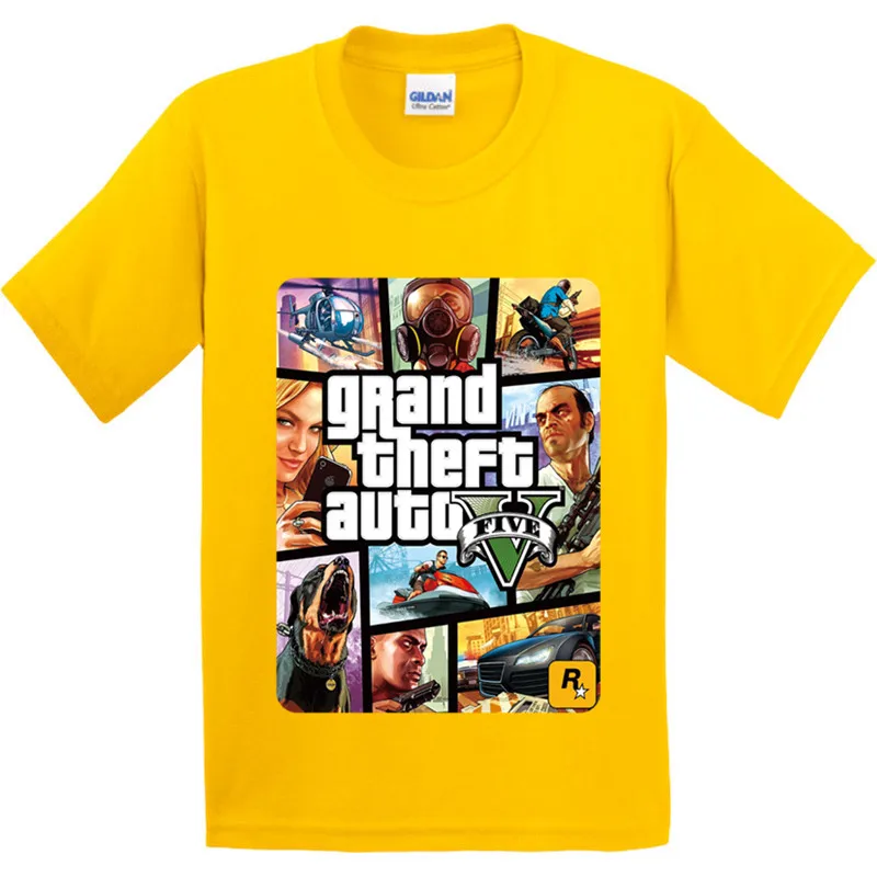 Детская футболка с длинным рукавом и принтом GTA 5 модная детская одежда крутая