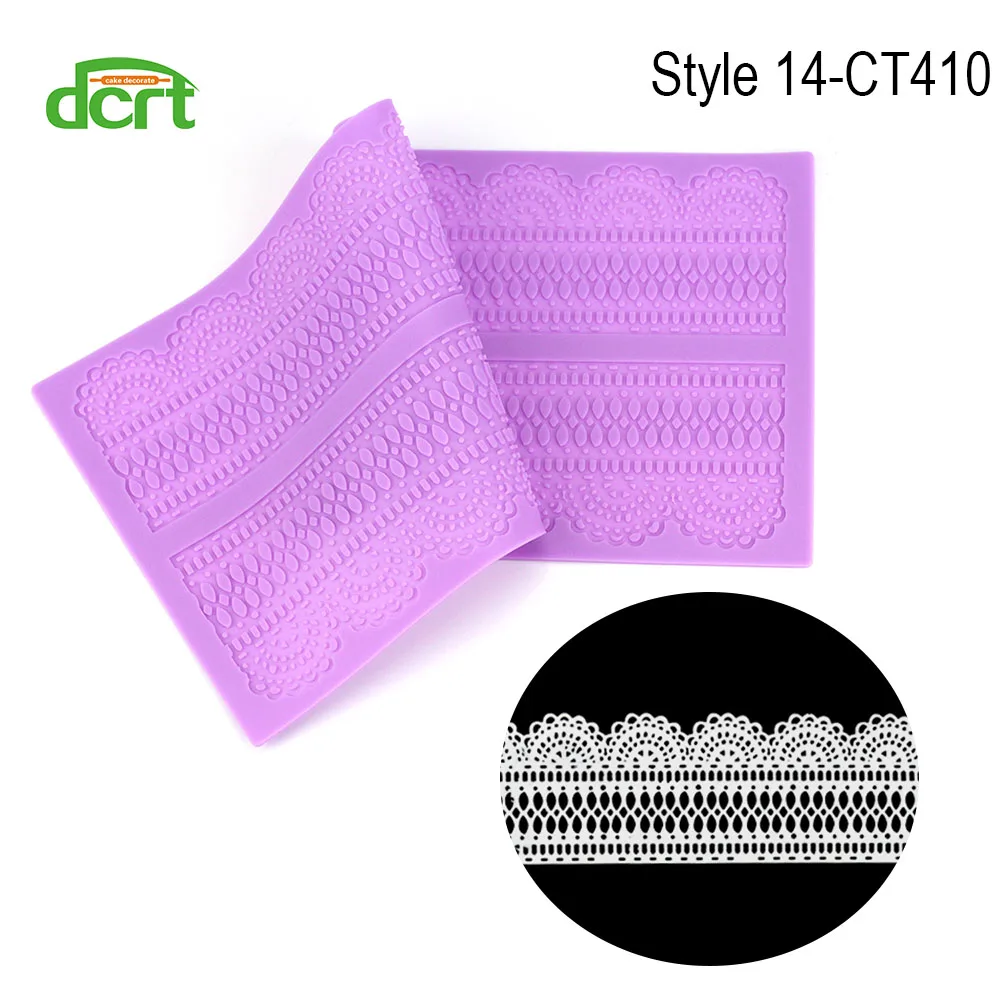 Style 14-CT410 15 видов стилей силиконовые формы помадка торт кружева рельефный торт плесень сахар кружева коврик украшения торта инструменты тиснение коврик - Цвет: Style 14-CT410
