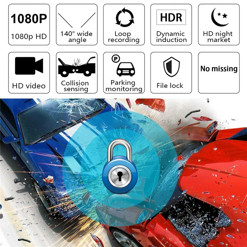 1080P Full HD Night Vision Dashcam One Len Single Black Video Recoreder Parking Control G-Sensor Driving Recorder Camera T658 | Автомобили
