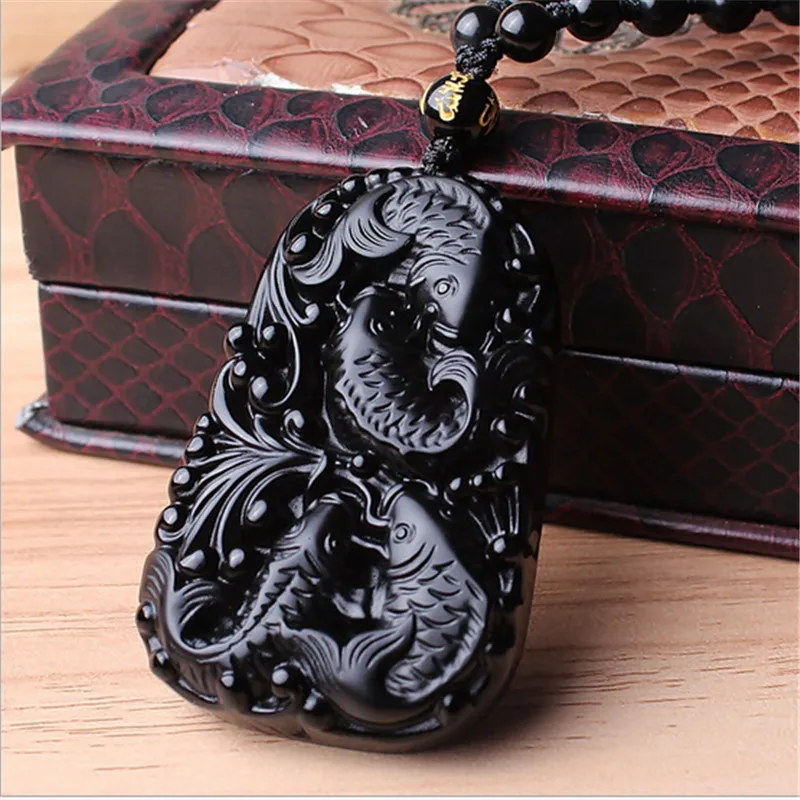 Новый Замечательный Китайский Ручной Работы Натуральный Черный Обсидиан Резные