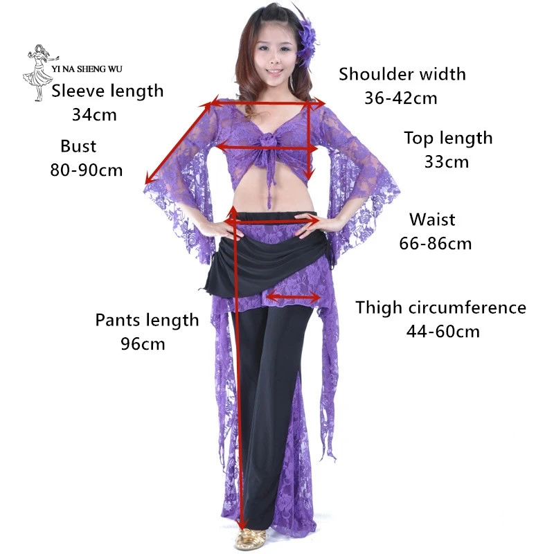Костюм для танца живота женский, кружевной, топ + штаны от AliExpress WW