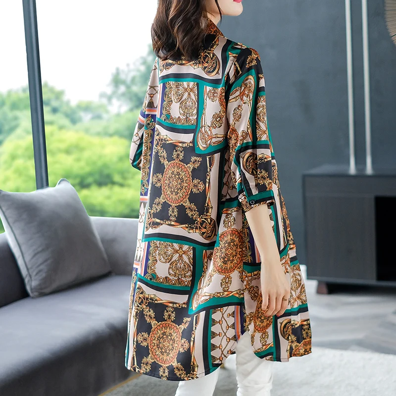 Brand Long Cardigan 2019 Spring Summer Women New Casual Fashion Print Lapel European Style Female |