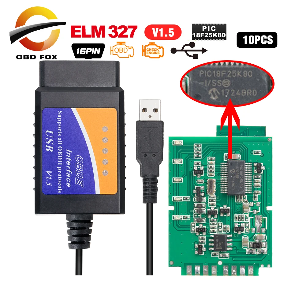 ELM327 USB V1.5 для считывания кодов forscan super mini elm 327 wifi obd2 сканер elm327 bluetooth 10 шт./лот