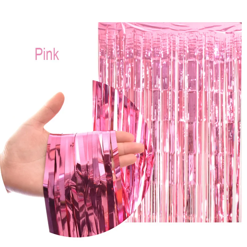 Pink 2 м Радужный фон шторы из фольги фон для фотосъемки принадлежности для дня рождения украшения для взрослых Рождественские украшения для дома - Цвет: Pink