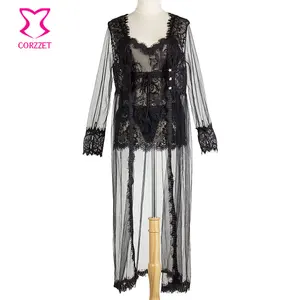 Комплект женского эротического нижнего белья, черная прозрачная сетчатая сорочка с цветочным кружевом и шорты, 3 шт.