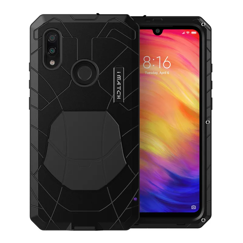 Для Xiaomi Mi Redmi Note 7 Чехол для Телефона Жесткий Алюминиевый металлический закаленное стекло Защита экрана сверхпрочный чехол для Redmi Note 7 Pro