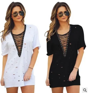 Summer летнее платье футболка 2017 женское сексуальное облегающее с глубоким v