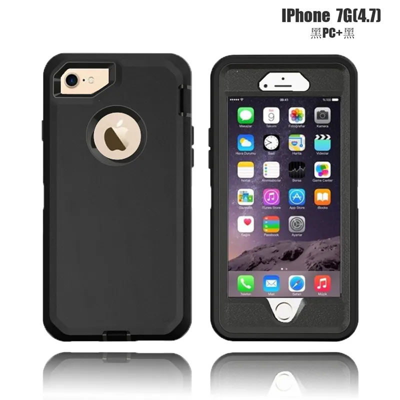 Black Defender Case For iPhone7 6 Plus 8 plus PC+ Silicone TPU Military Anti Shock Camouflage Armor Case For iPhoneX Max XR 11Pro Max - Цвет: Black
