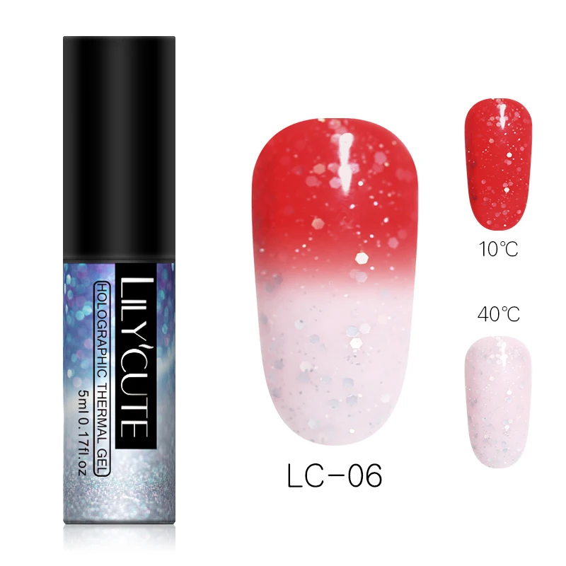 Glitter 2 colors 06 LILYCUTE 5 мл термальный меняющий Цвет УФ-Гель-лак Блеск Мерцающий замачивающийся УФ-гель для дизайна ногтей лак для маникюра нейл-арта - Цвет: Glitter 2 colors 06