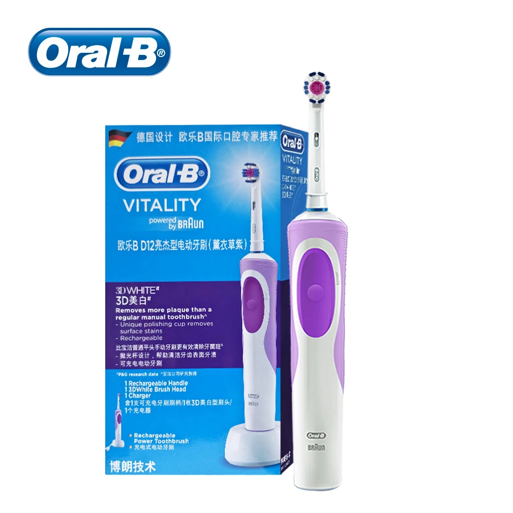 Oral B-cepillo de dientes eléctrico Vitality 3D, recargable por inducción, cabezales reemplazables