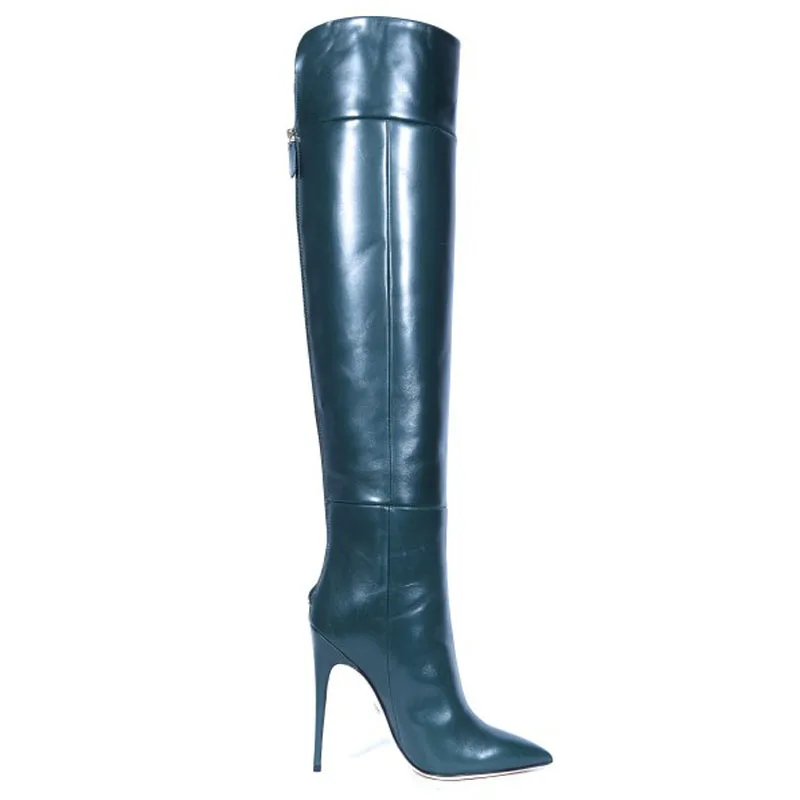 New Women Over The Knee Boots Leather Pointed High Heel Zipper Thigh High Boots Fashion2019 Winter Shoes Woman Sexy Ladies Shoes - Цвет: as picture