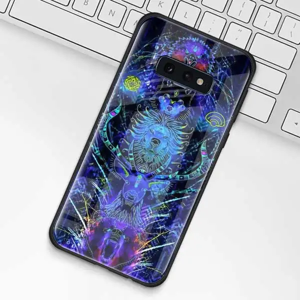 012 Чехол из закаленного стекла с изображением животных оленя льва для samsung Galaxy S10 S10e S9 S8 S10 Plus Note 9 A50 A30 - Цвет: 012