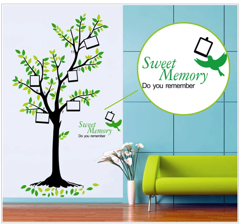 Настенная Наклейка с изображением милого дерева фоторамки декор для детской