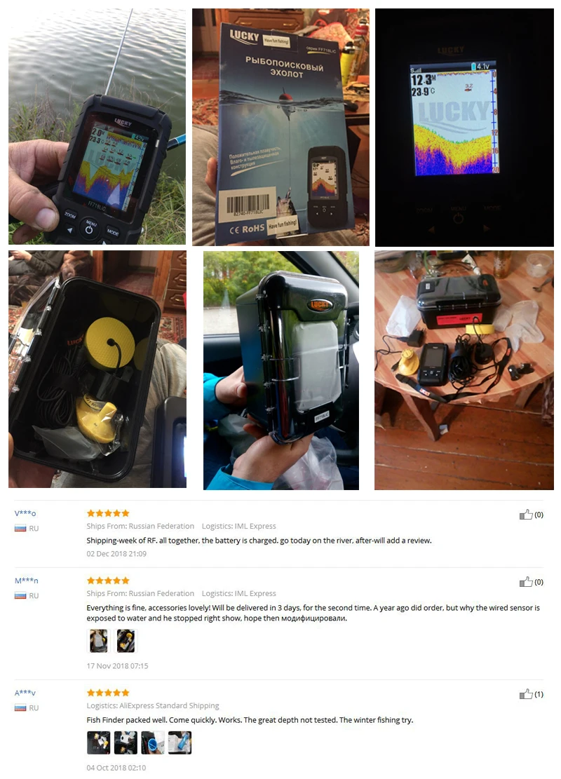 Счастливая FF718LiC fish finder Русский язык проводной и Беспроводной 2-в-1 эхолот Водонепроницаемый fish finder s зимние льда для рыбалки на карпа