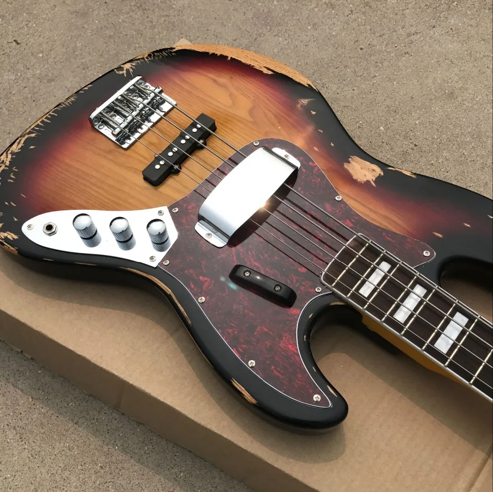 Лидер продаж 1959 реликвия Jazz Bass липа тела с 4 струны бас в солнечных лучей цвета