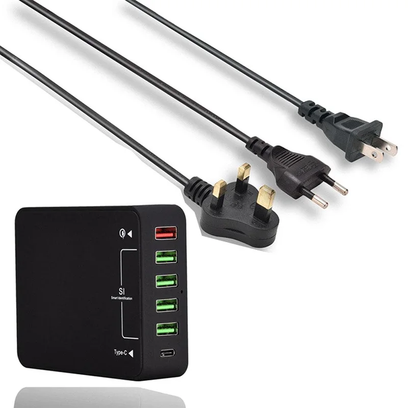Быстрая зарядка 3 0 60 Вт USB зарядное устройство с 6 портами зарядная станция