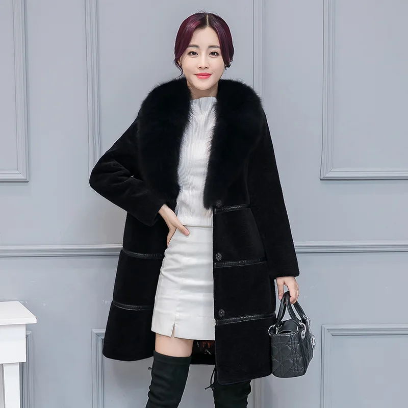 Новое поступление зимнее пальто из искусственного меха роскошное элегантное