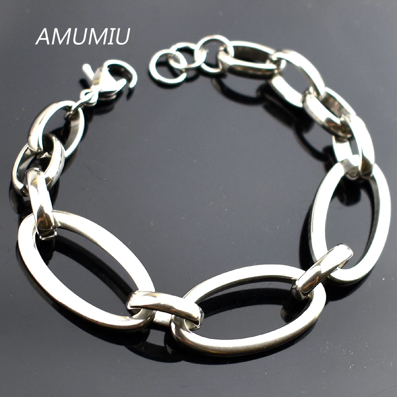 

AMUMIU 2017 Stainless Steel Bracelets Jewelry Body Hand Chain For Women Men Wholesale HZB090