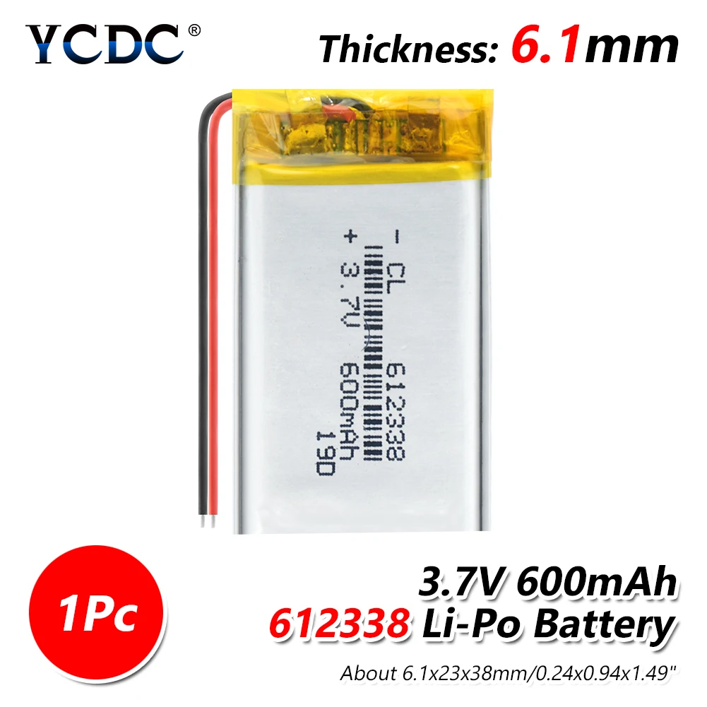 1/2/4 шт. 612338 литий-полимерная батарея 3 7 Вольт li-po ion lipo 3,7 V 600mAh перезаряжаемые батареи для dvd gps навигации - Цвет: 1 PCS