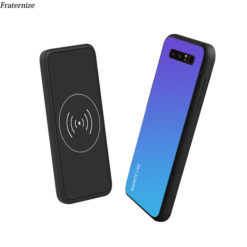 

Battery Charger Case For Samsung Galaxy S10 Plus S10e Slim Gradient Tempered glass Magnetic Wireless charger Power Bank Case