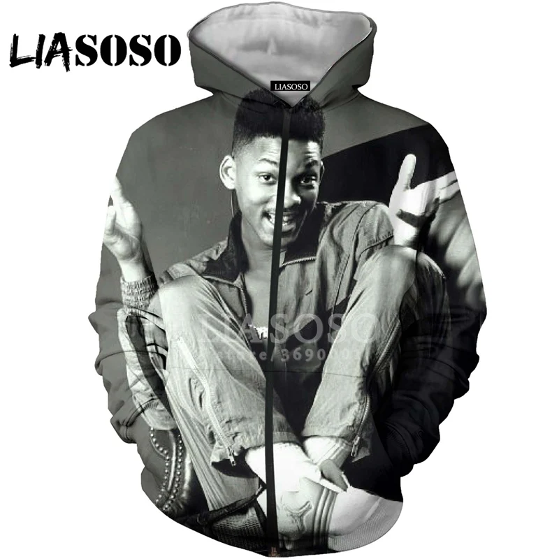 LIASOSO 3D принт для женщин и мужчин Will Smith The Fresh Prince of Bel-Air толстовки на молнии с