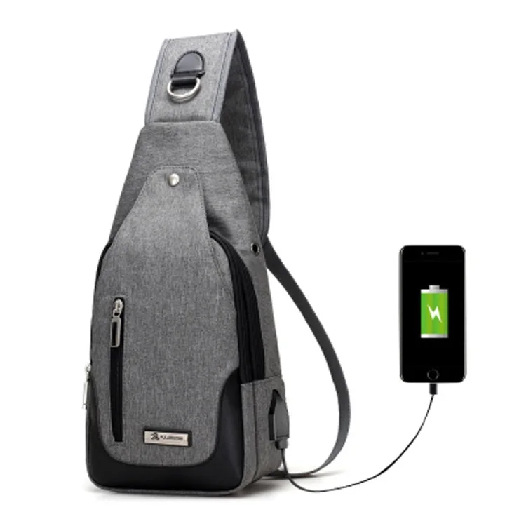 USB Мужская косая сумка для отдыха Оксфорд через плечо женская модная задняя
