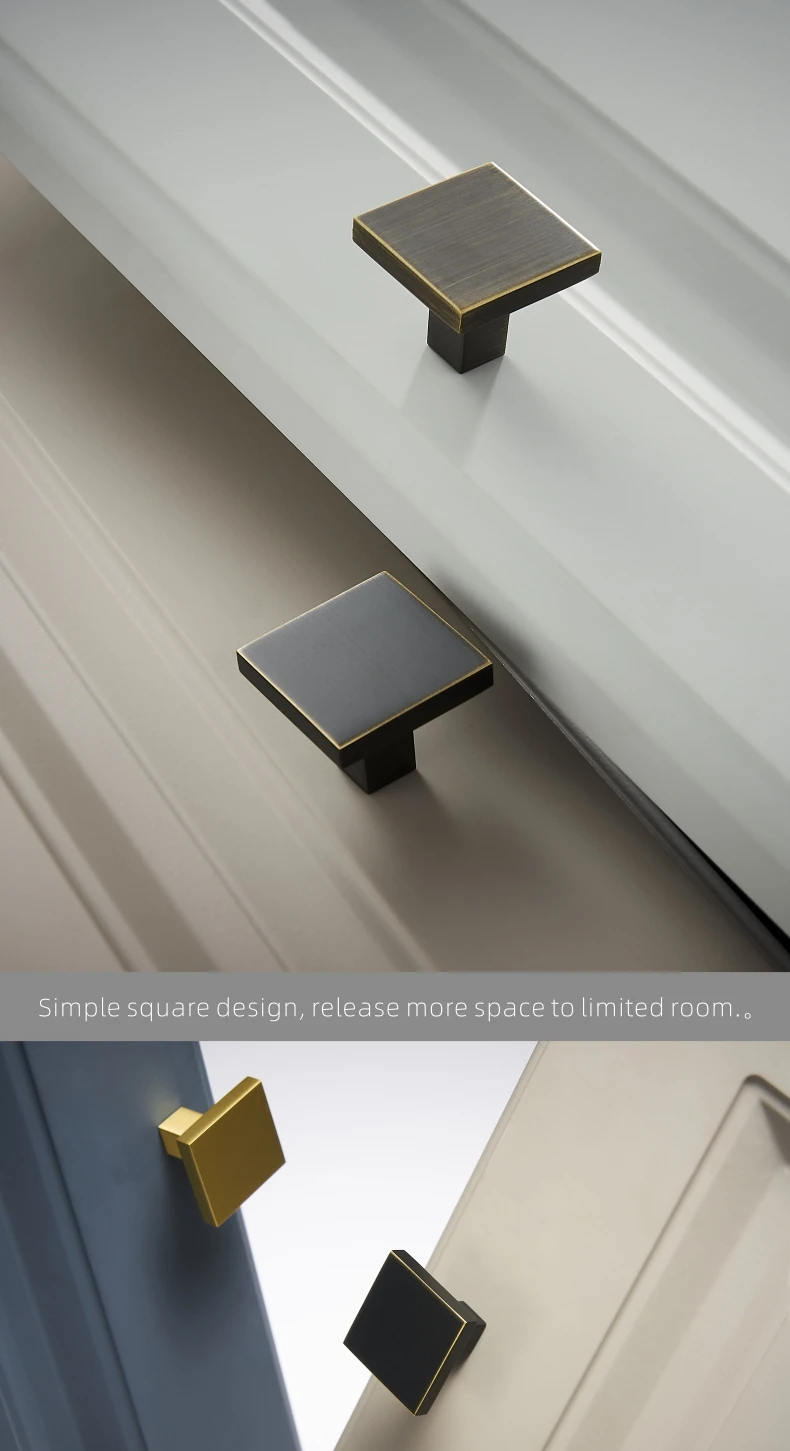 Dooroom Brass Furniture Handles Modern Nordic Square Wardrobe Dresser Cupboard Cabinet Door Drawer Shoe Box Pulls Knobs