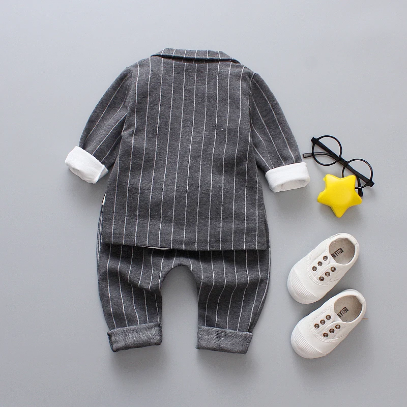DIIMUU 3PC Baby Boy Cotton Fashion Clothing Sets Infant Outfits Suits Kids Boys Clothes Plaid Children Coat + T shirt Trousers |