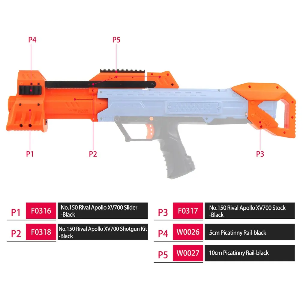 Рабочий ABL-W001 3D печать № 150 черный захват выдвижные комплекты комбо для Nerf Rival Apollo XV700 модифицировать игрушечный пистолет аксессуары nerf мод