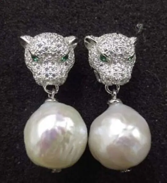 

fashion 12mm natural south sea white pearl earrings
