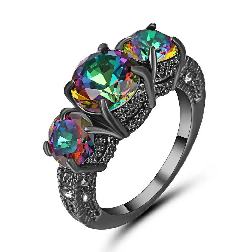 Rainbow Promise красивые обручальные кольца для возлюбленной черного и золотого цвета