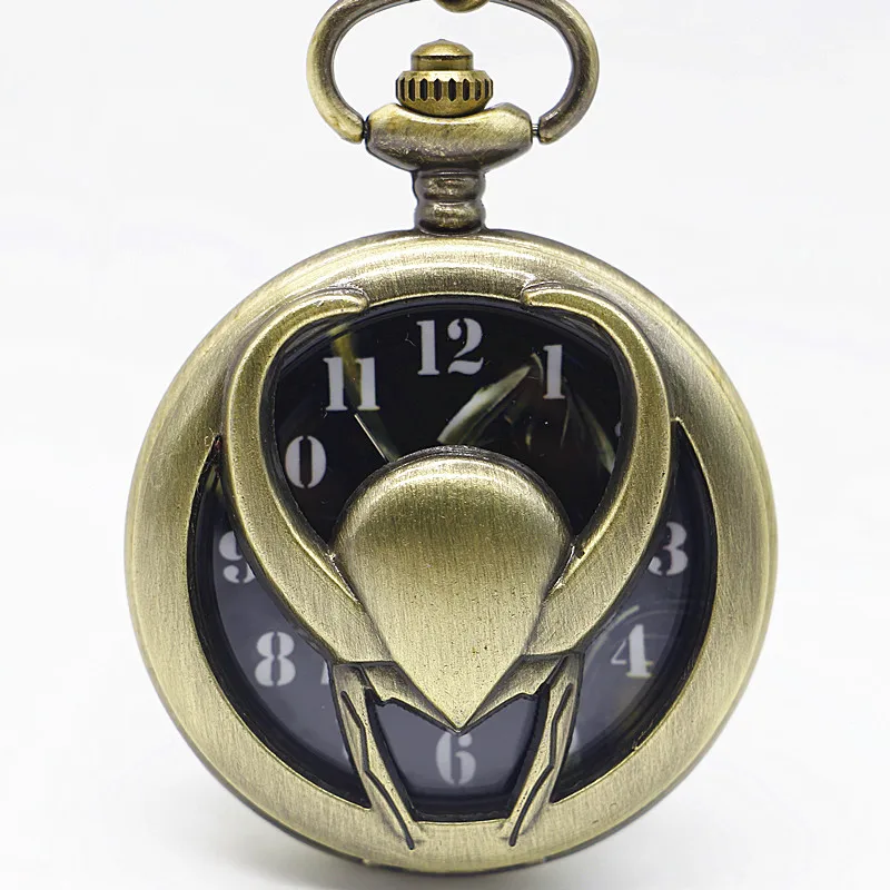 Vintage Bronze The Avengers Loki Hollow Quartz Pocket Watch Analog Pendant Necklace Gift PB581 | Наручные часы