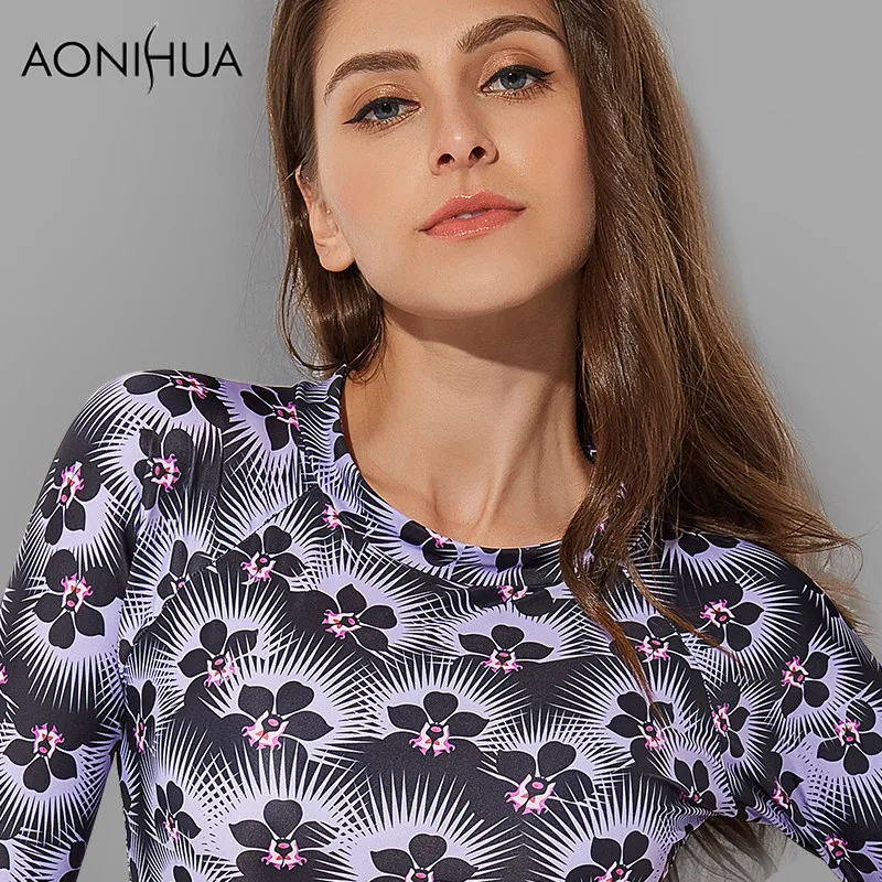 Aonihua 2018 ultra violet Одна деталь Сёрфинг купальник Для женщин с цветочным принтом