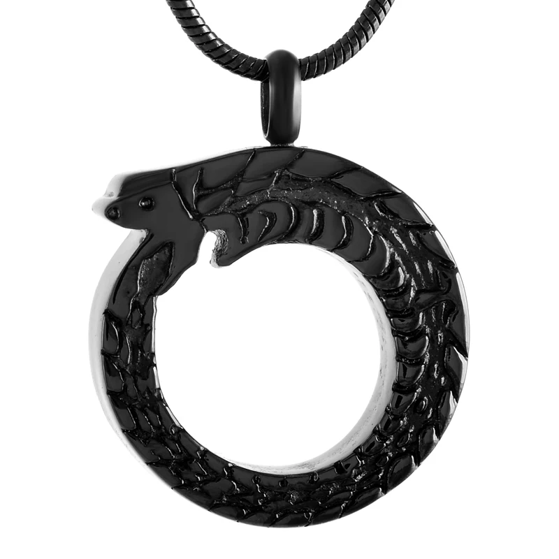 Ожерелье с круглой змеиной урной из нержавеющей стали 316L кремационное