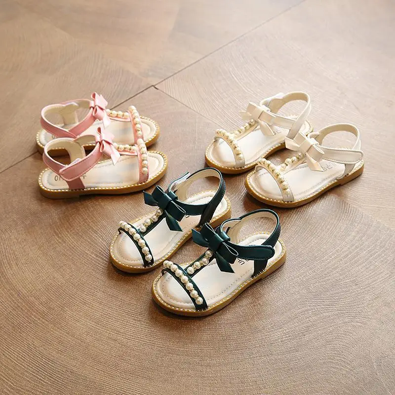 Босоножки детские с жемчужным бисером дышащие A603 |