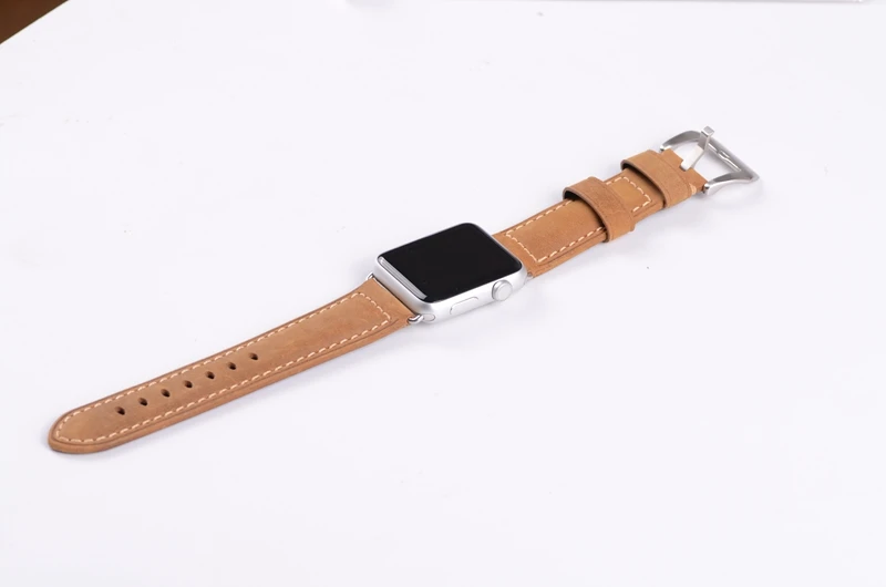 Классический ремешок для часов Crazy Horse из коричневой кожи Apple Watch I 38 мм и 42 черный