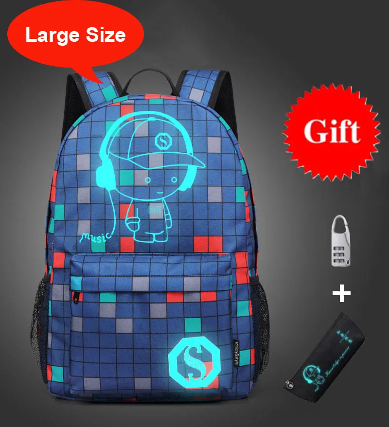 style 28 large size Антикражные сумки, ночник, детский школьный рюкзак, чехол-карандаш, аниме светящиеся школьные сумки для мальчиков и девочек, школьная сумка - Цвет: style 28 large size