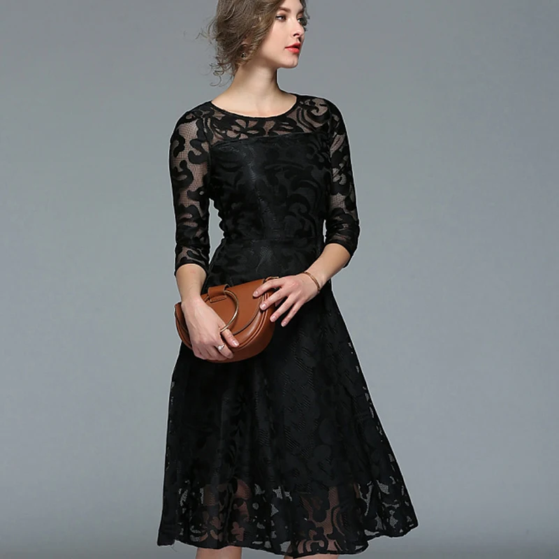 

women new fashion summer elegant vestidos slim bodycon sexy casual vintage party runway lace hollow out dress office dresses