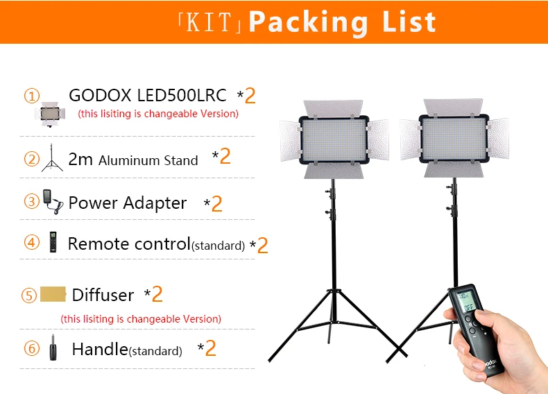 Godox LED500LRC Сменные версия led studio видео с белый диффузор и пульт дистанционного
