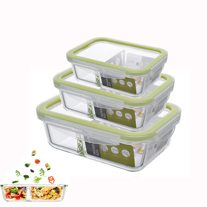 Прямоугольный контейнер с многослойным стеклом подогревом для еды bento хранения