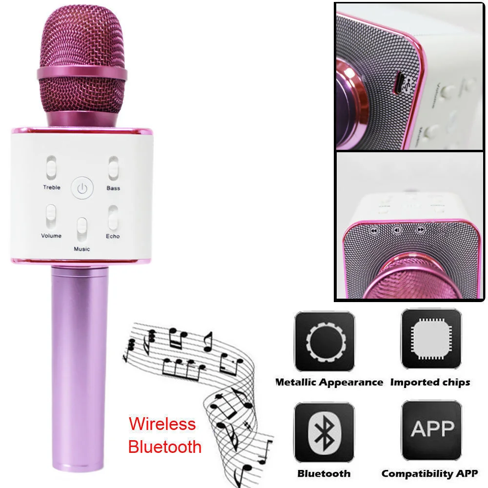 Беспроводной караоке микрофон ручной Bluetooth динамик 2-в-1 Microfoon портативный