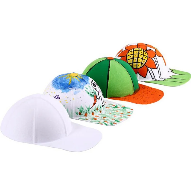 comprar 100 Pcs DIY Mão-pintado Branco Pasta De Papel Em Branco Chapéu Boné De Beisebol Para Crianças Hip Hop Caps Decoração Do Partido Presente ZA4619