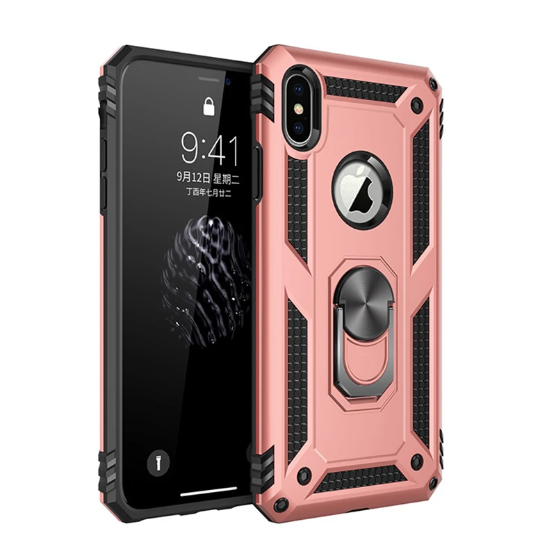 Luxury Armor Soft Shockproof Case For IPhone X XS XSMAX XR On The Robot Shell Silicone Bumper Metal Ring |