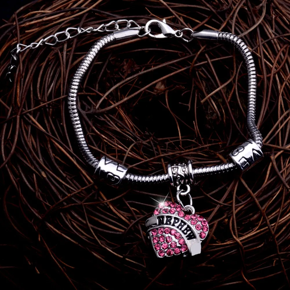 12 шт./лот семейный ансамбль сердце розовый кристалл любовь кролик браслет