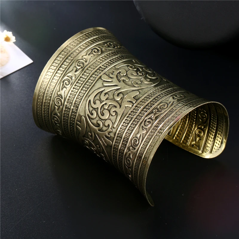 2018 Тибетский панк Рок Винтажный Золотой Серебряный резьбовой открытый конец