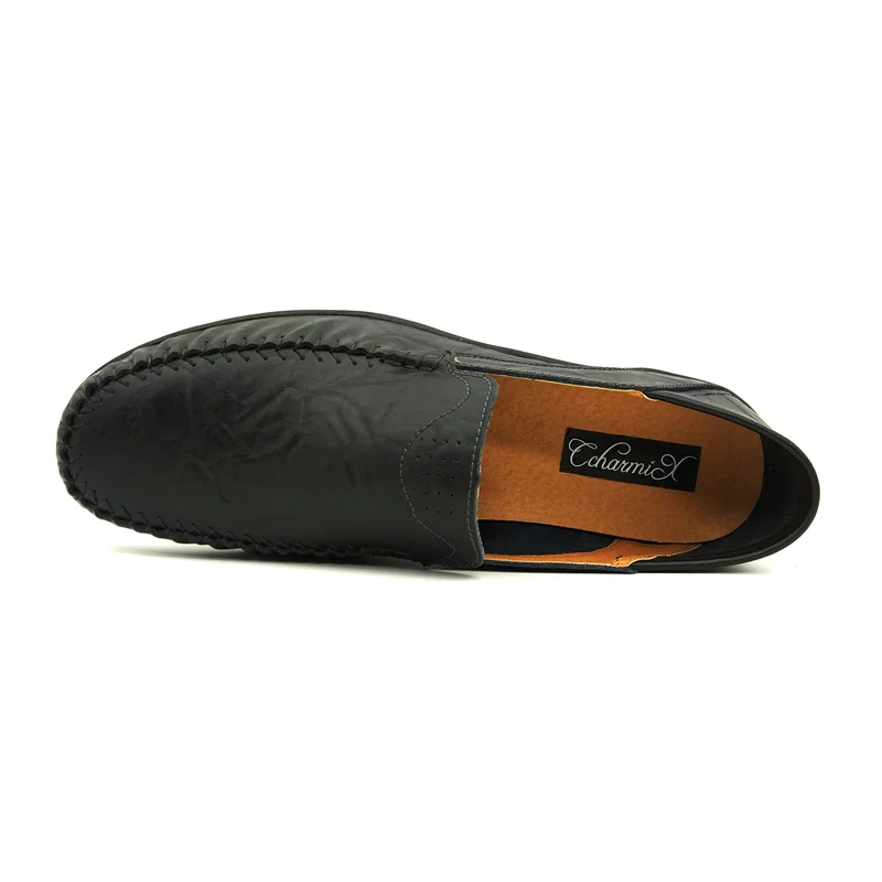 CcharmiX Summer Cool Men Slip On Loafers Big Size 37-47 Flats Driving Shoes Casual Black Leather Moccasins Homem | Обувь
