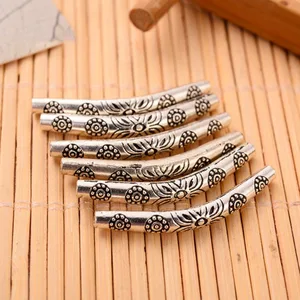 35*4 мм 10 шт.лот античные посеребренные бусины, изогнутые трубки, разделители, бусины для ожерелья, браслета, фурнитура для изготовления ювелирных изделий своими руками