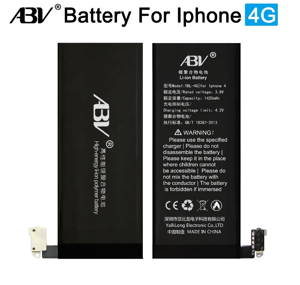 Высокое качество оригинальный ABV батарея ip4 для iphone 4 4G IP4 с бесплатным ремонтом
