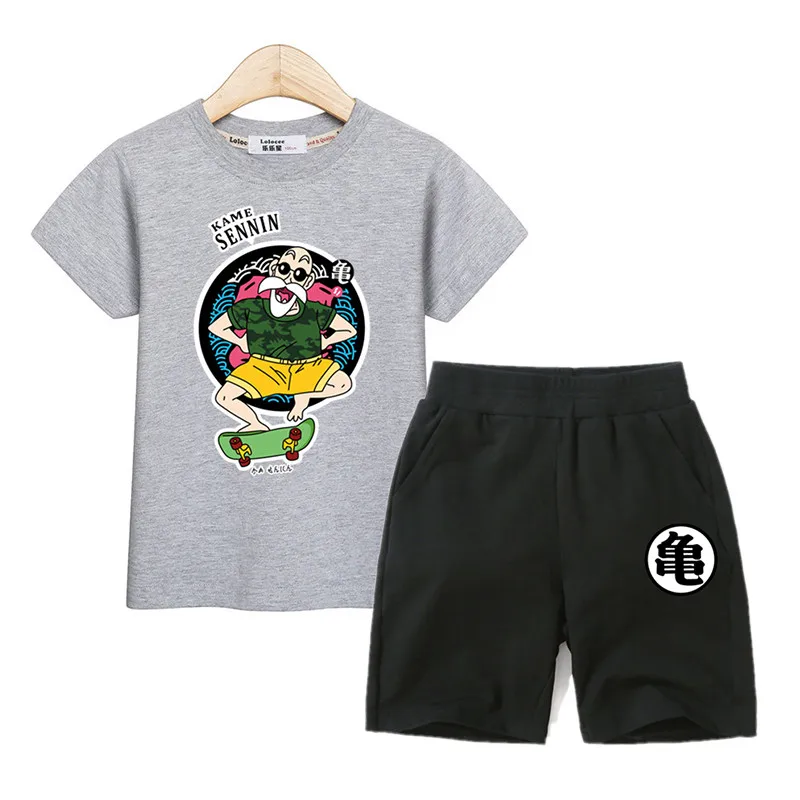Kids costume boys summer clothing Master Roshi t-shirt shorts 2pc suits clothes cartoon children outfit tees+ pants sets | Детская